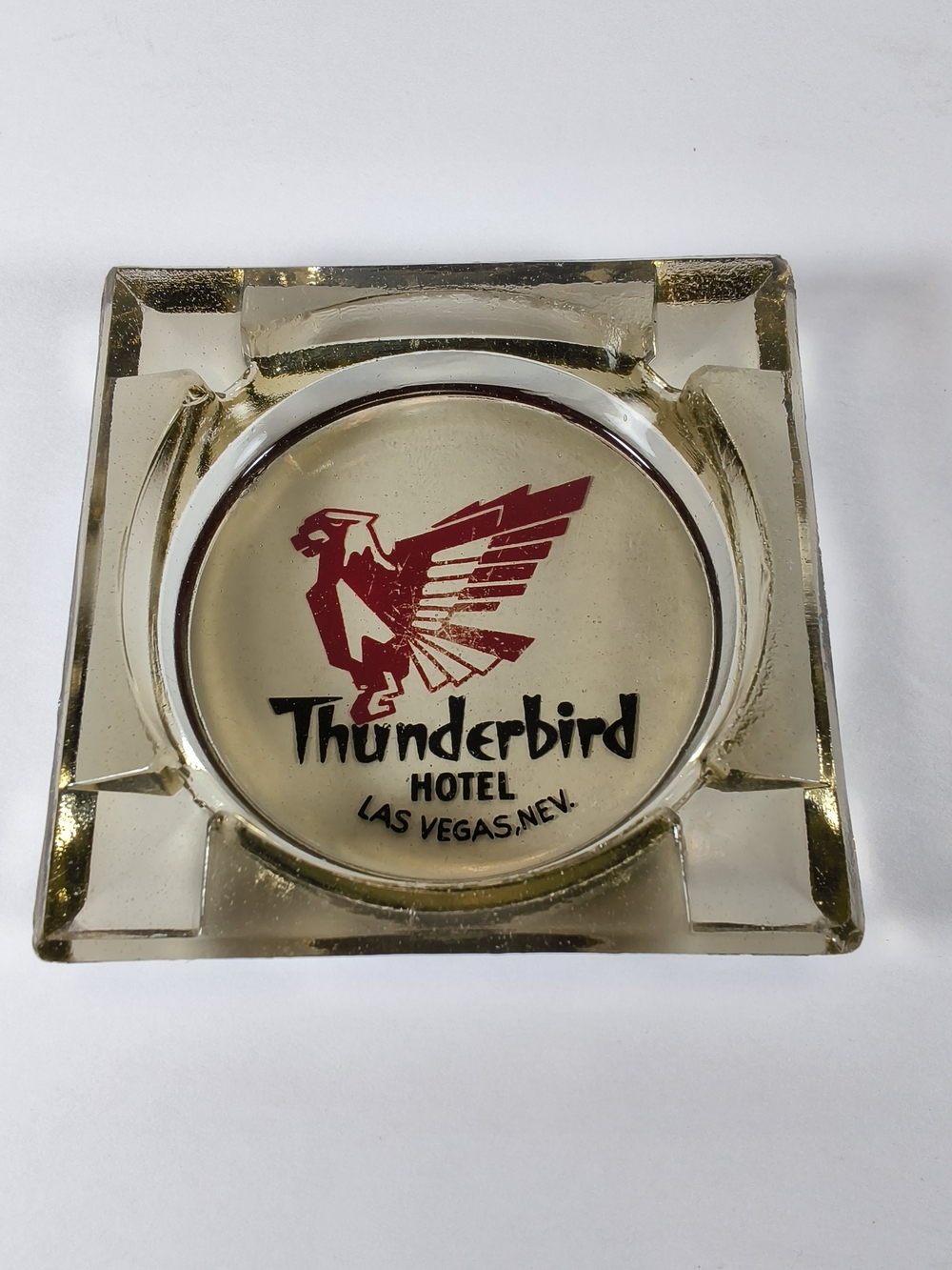 Vintage Thunderbird Hotel Casino Las Vegas Glass Ashtray